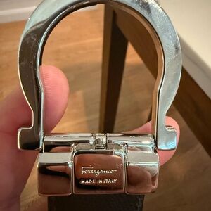Salvatore Ferragamo Silver and Black Belt Buckle